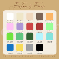 Fiction and Ferns colour chart showing 19 available colours for the In My Bookish Era bookmark