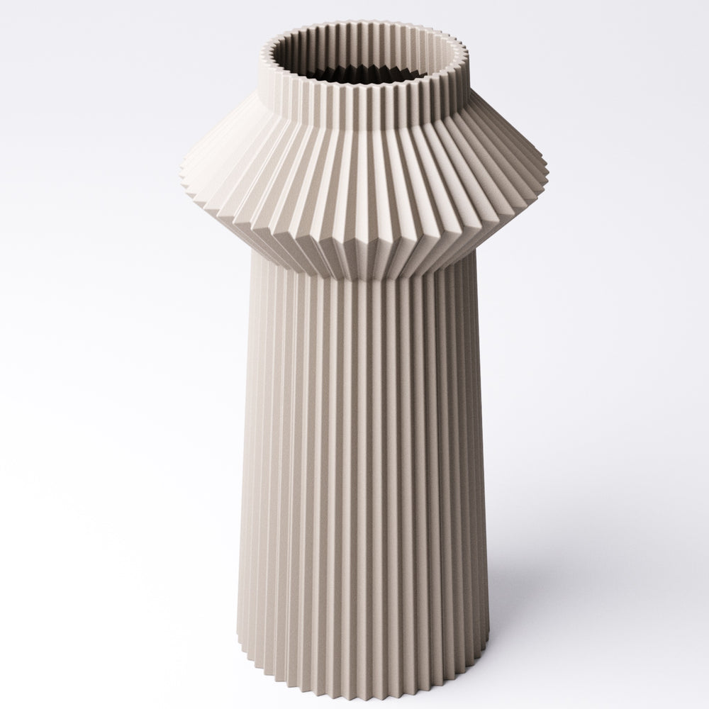 Pleated hourglass vase, close-up of the pleated texture