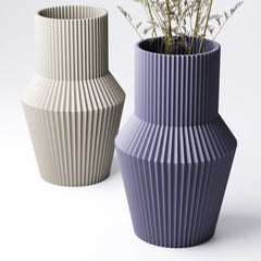 Pleated urn vase, angled view showing the ribbed texture