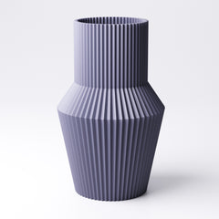 Pleated urn vase, styled with dried flowers on a shelf