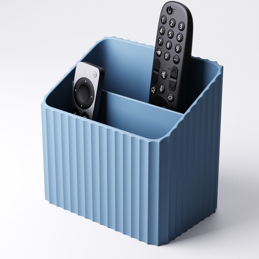 Two-compartment remote holder shown from a front angle