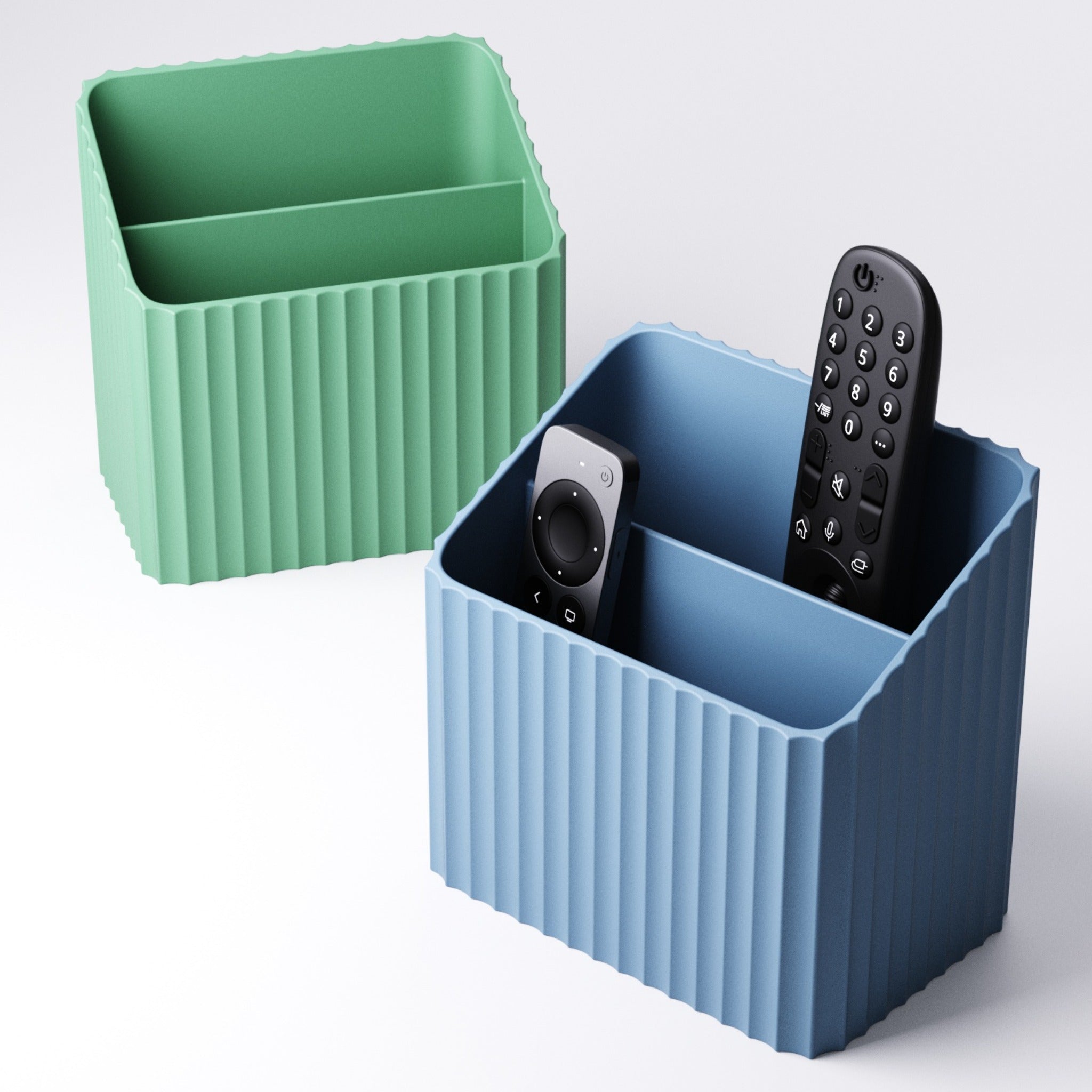 Ribbed remote holder interior showing the two separate compartments