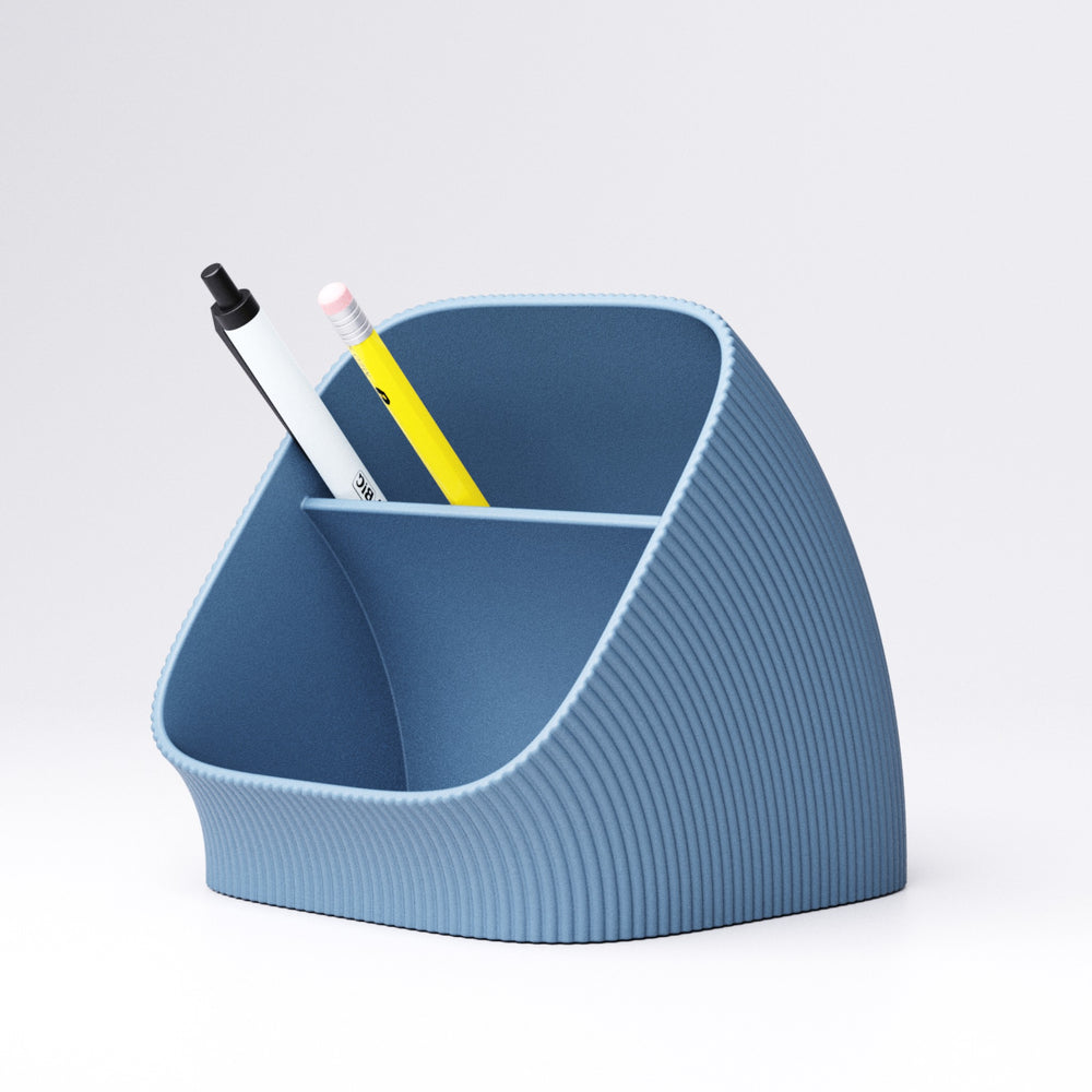 Ribbed desk organiser side profile view