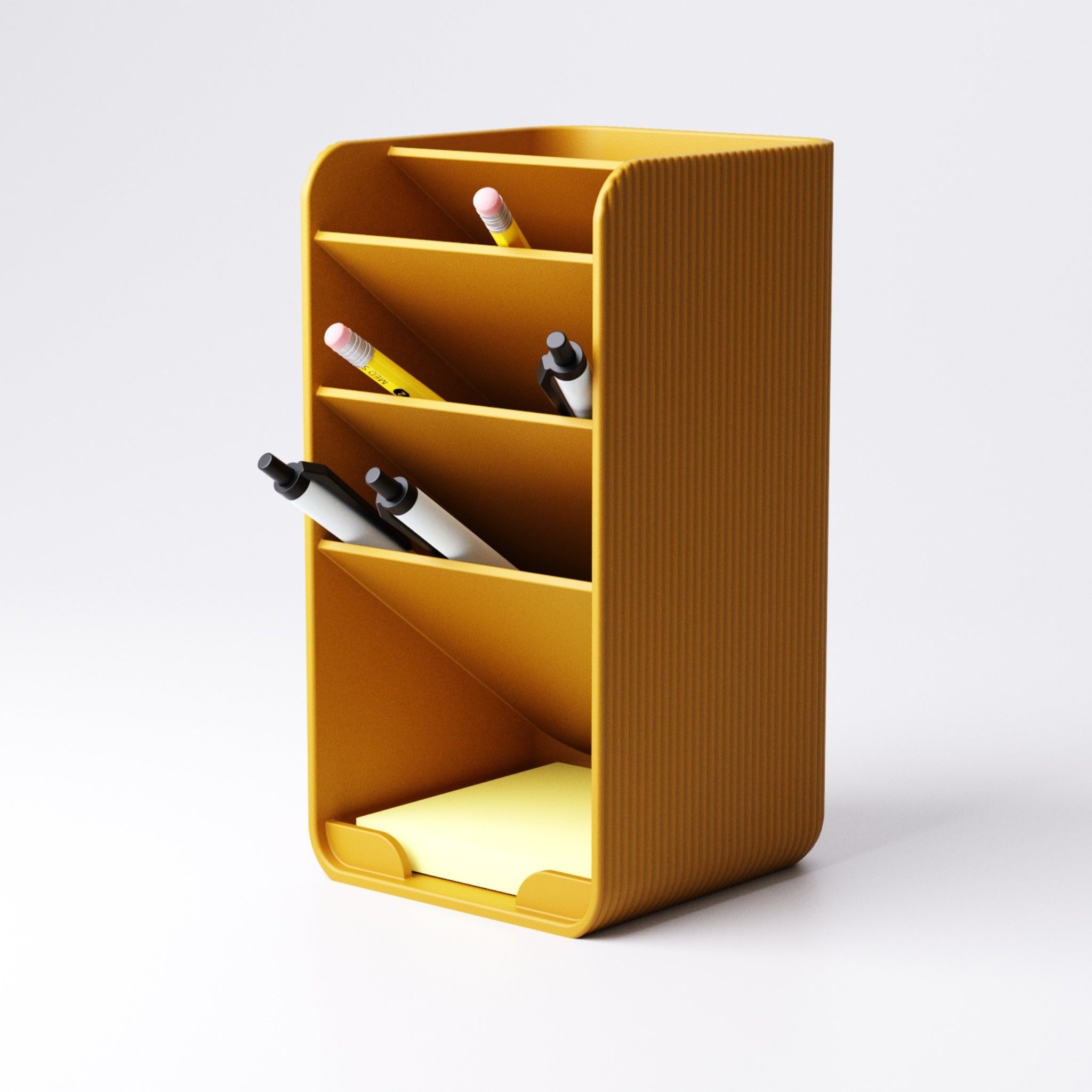 Tiered Pen Holder | Desk Organiser with Sticky Note Shelf | Custom Colours
