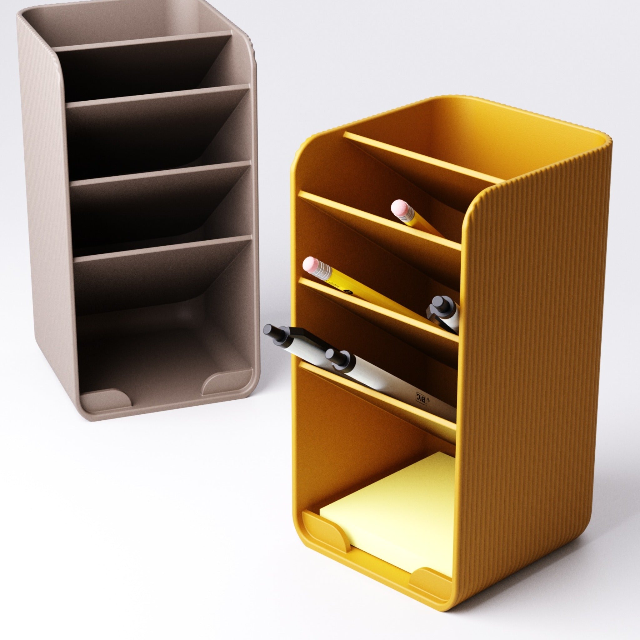 Tiered Pen Holder | Desk Organiser with Sticky Note Shelf | Custom Colours