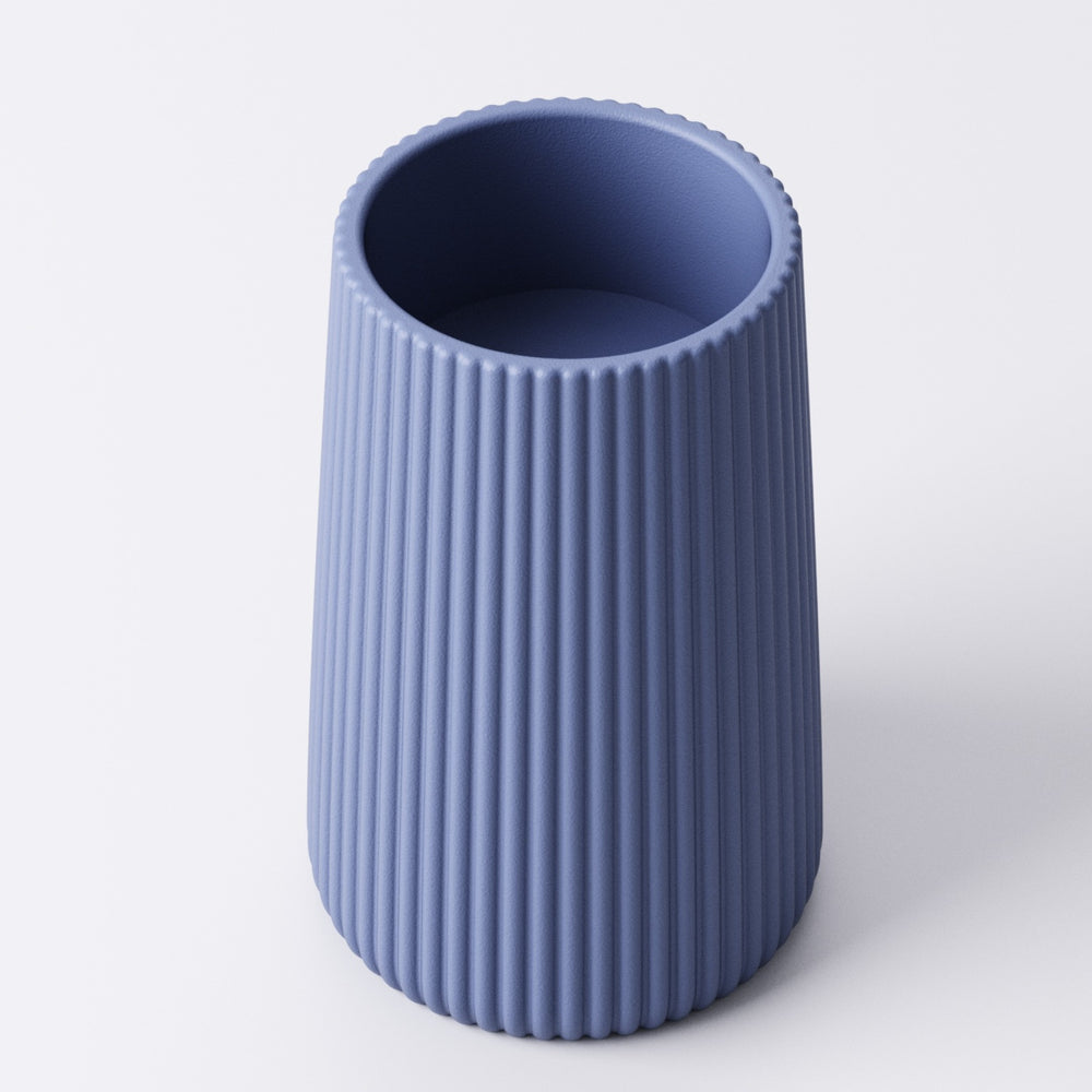 Royal Blue ridged tealight holder, Large size, top-down angle showing the interior and ridged wall