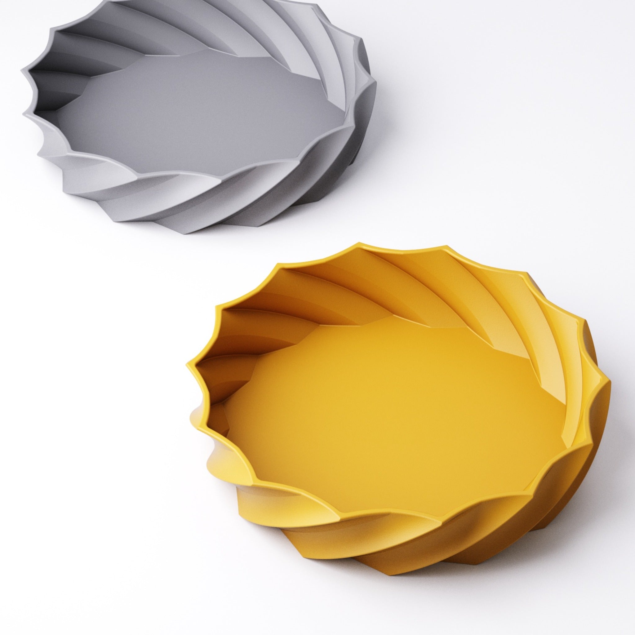 Close-up of the spiral ridge texture on the catchall bowl's exterior