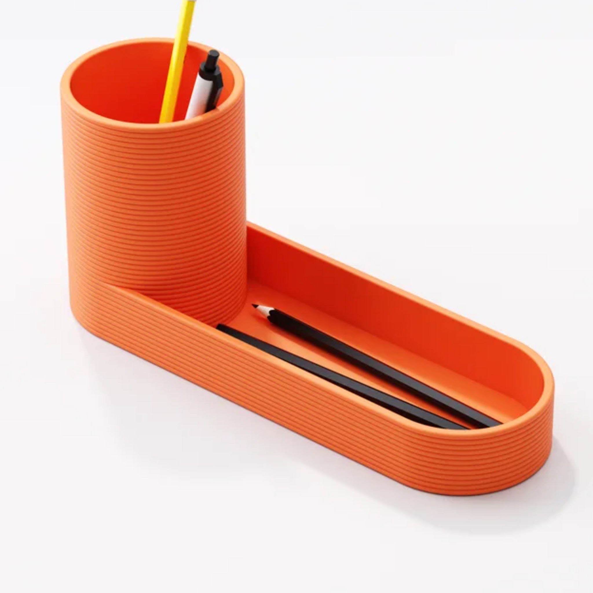 Two-tier desk tray organiser shown from above with sorting sections