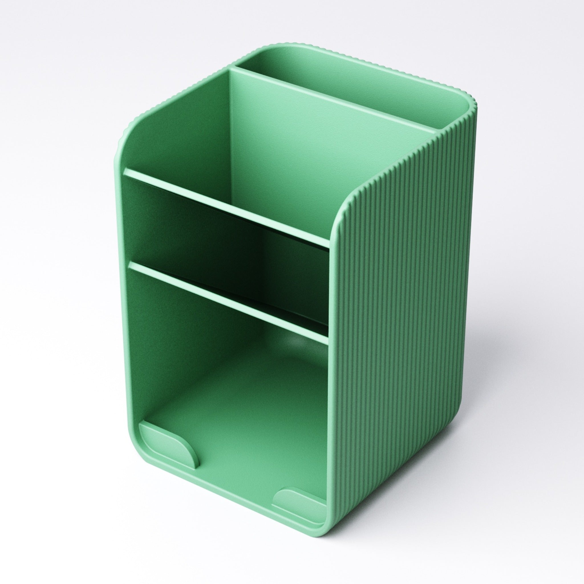 Close-up of the ribbed texture on the compact desk organiser