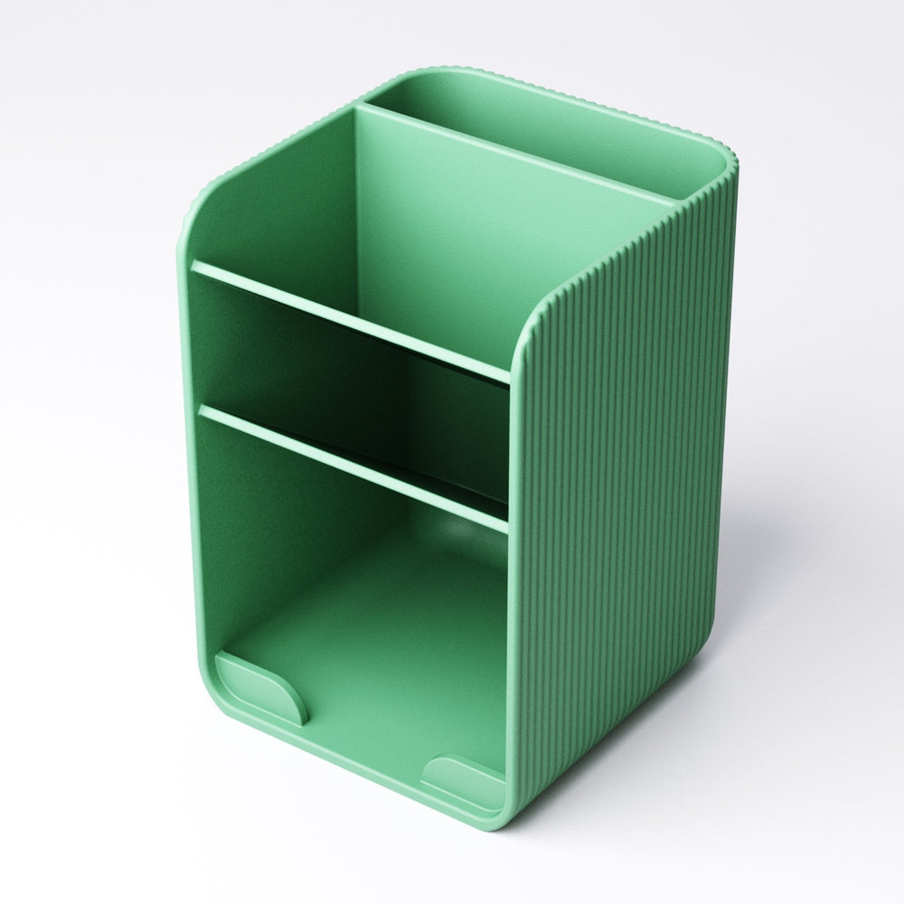 Close-up of the ribbed texture on the compact desk organiser