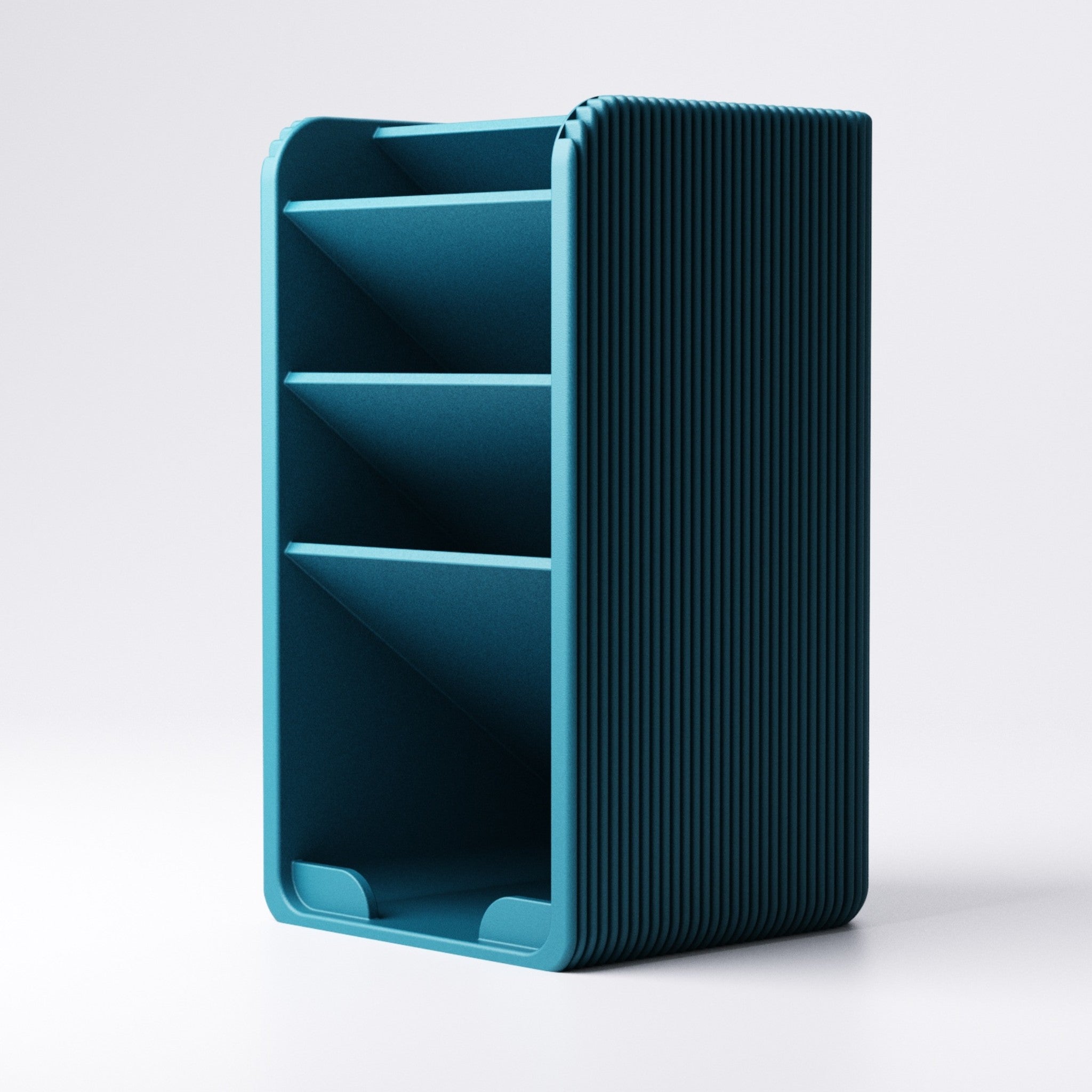 Tiered pen holder desk organiser with 3 sections in colourful PLA