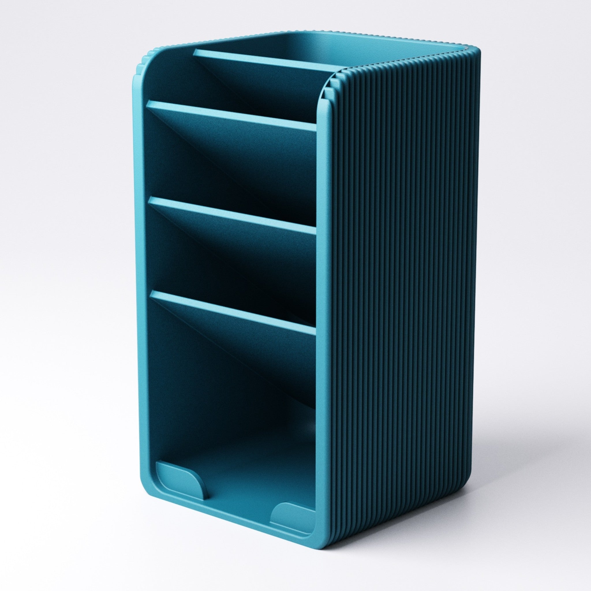 Slim tiered pen holder desk organiser close up