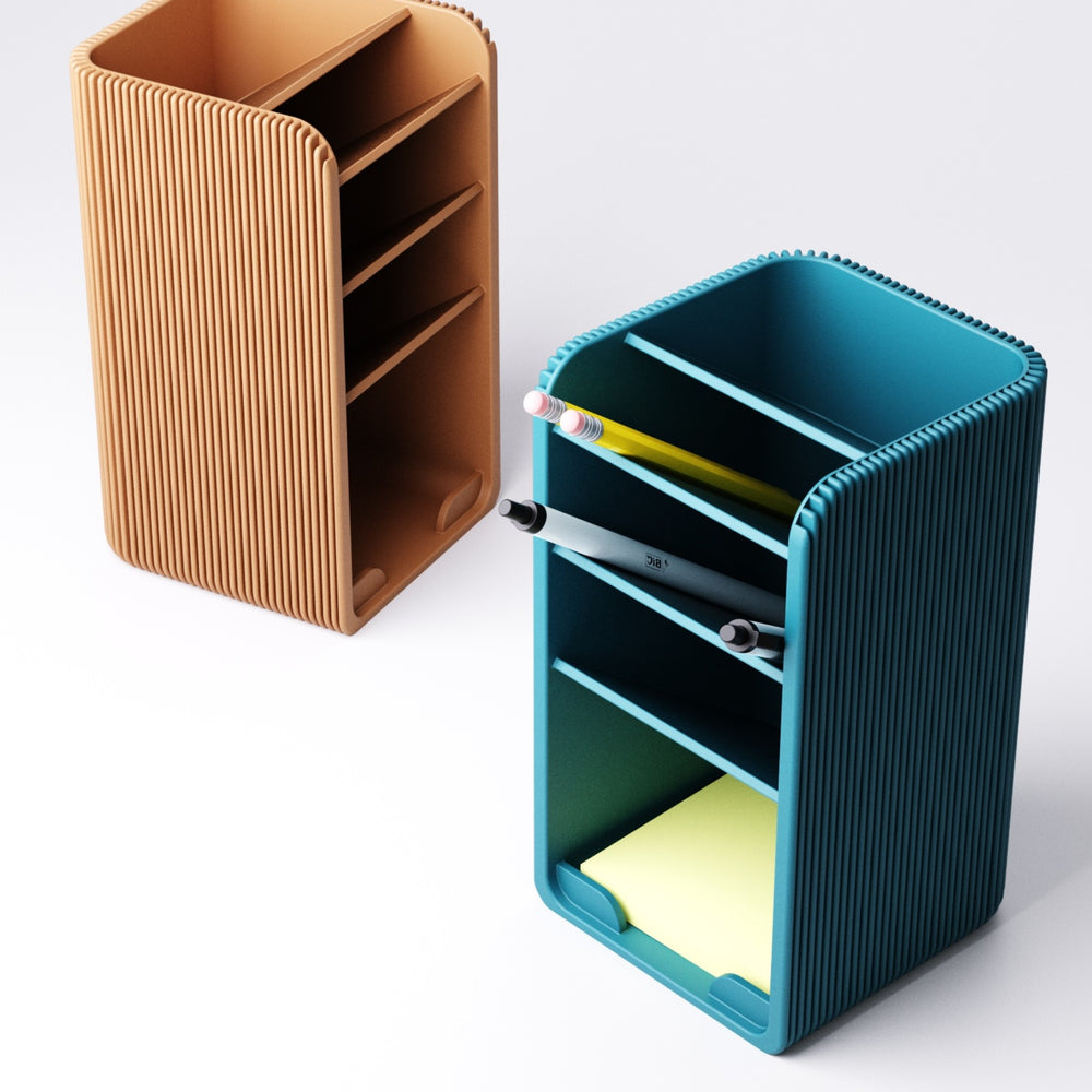 Slim tiered pen holder desk organiser holding pens and stationery